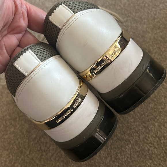 Michael Kors Mesh Sage and Gold Platform Sneakers Size 10 - Picture 6 of 12